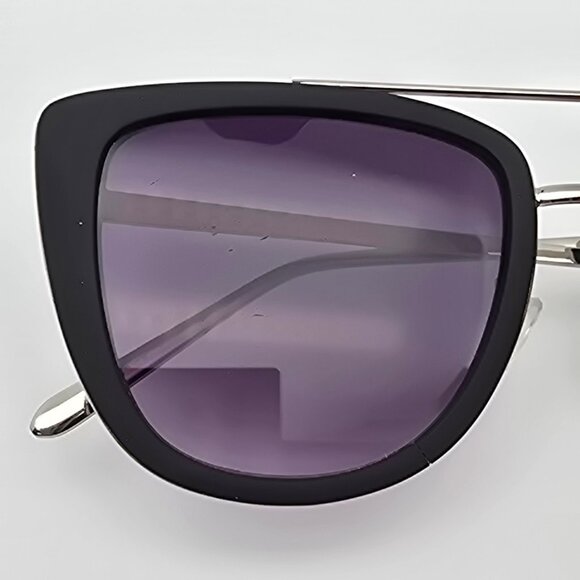 Quay Australia French Kiss Silver Black Frame Smoke Flat Lens Aviator Sunglasses - Picture 15 of 16